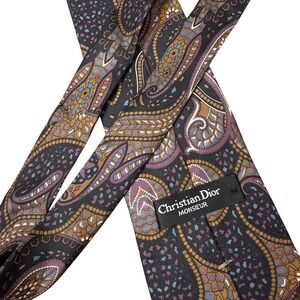 Christian Dior Monsieur Italian Silk Neck Tie Multicolor Paisley Print